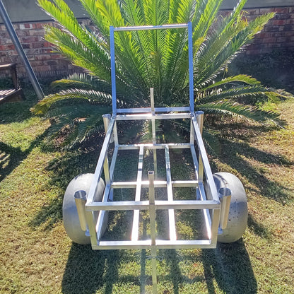 2 wheel beach trolley with beach wheels in a garden