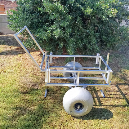 2 wheel beach trolley with beach wheels in a garden
