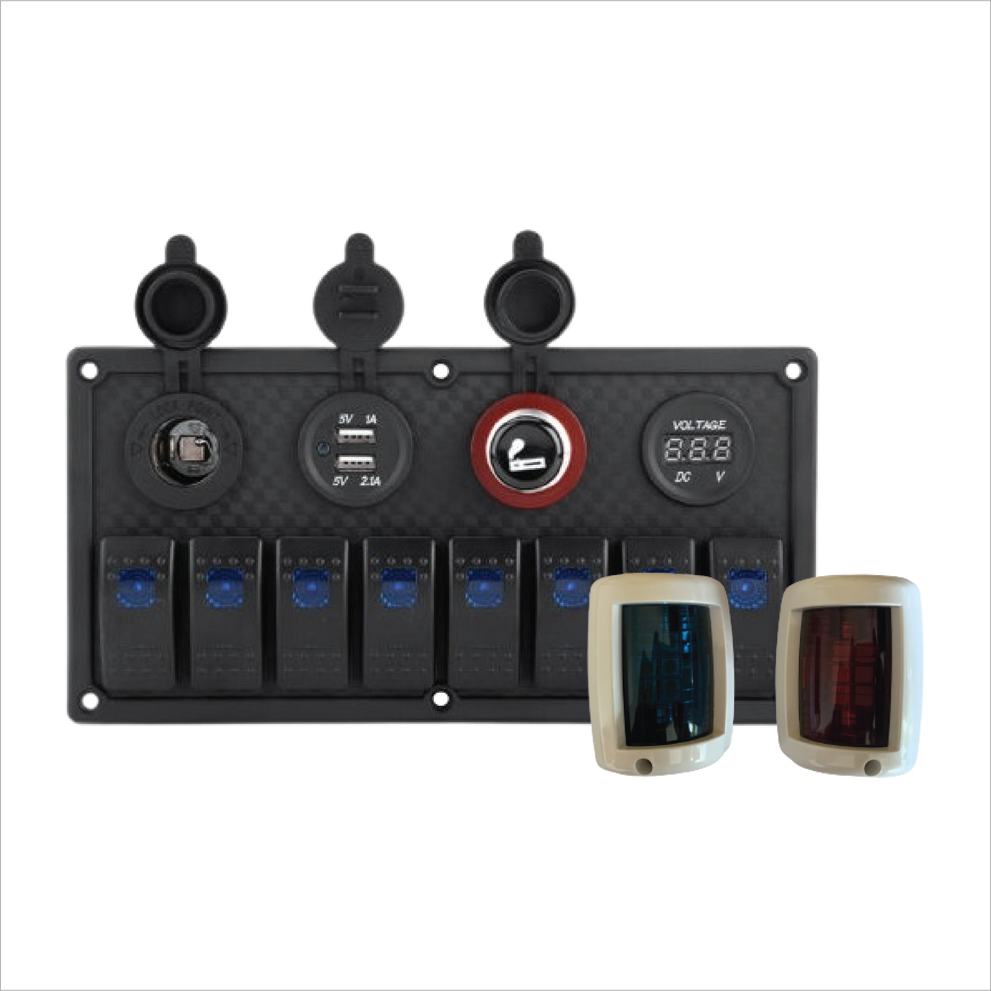 Bundle - 8 Gang switch panel and Nav 6 LED