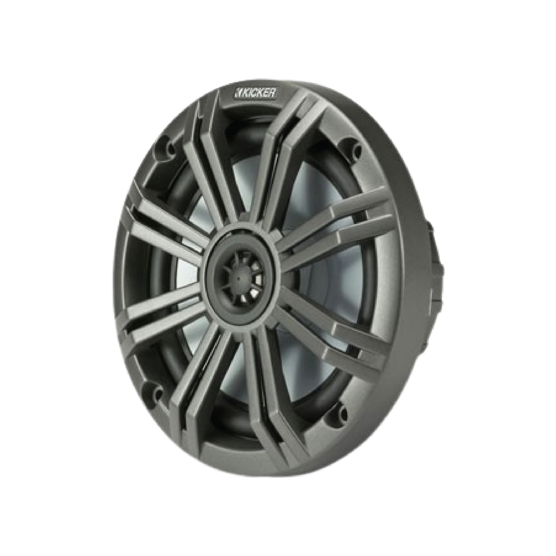 A weather-resistant marine coaxial speaker designed to deliver powerful, clear audio while blending seamlessly with darker boat interiors and finishes.