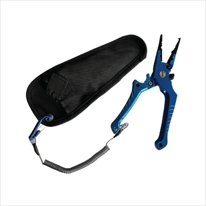 Salt power fit pliers in blue with nylon pouch