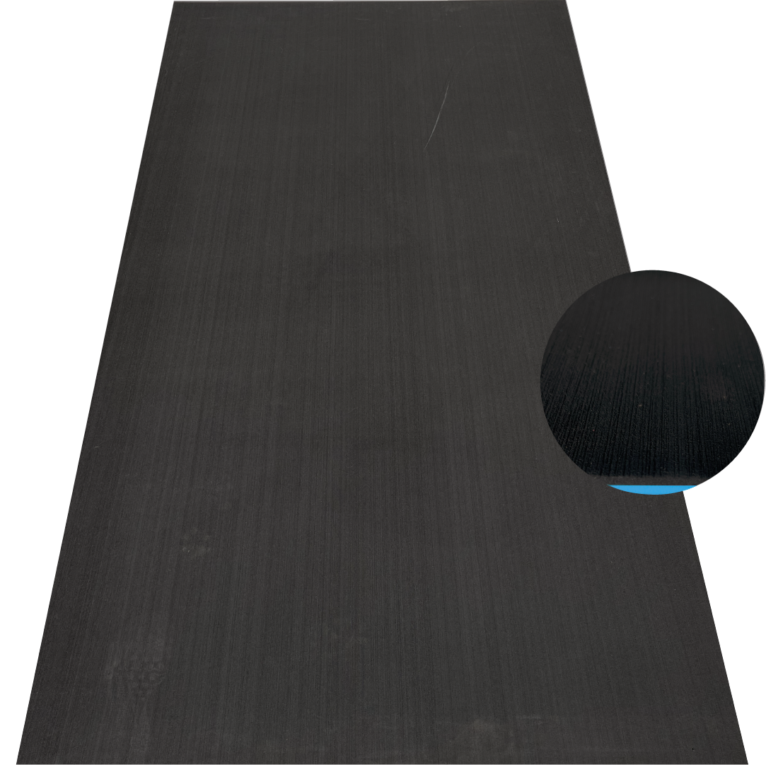 Black EVA decking sheet with blue backing and brushed finish for marine boat flooring