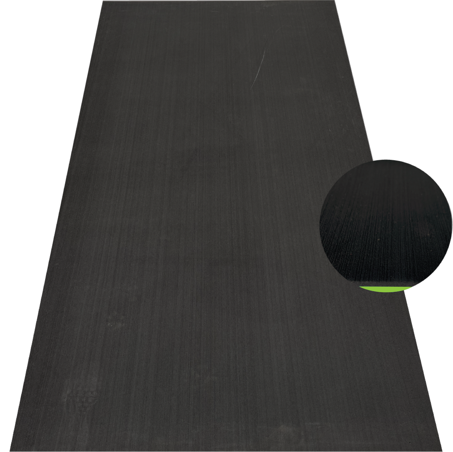 Black EVA decking sheet with green backing for marine boat flooring and non-slip deck protection