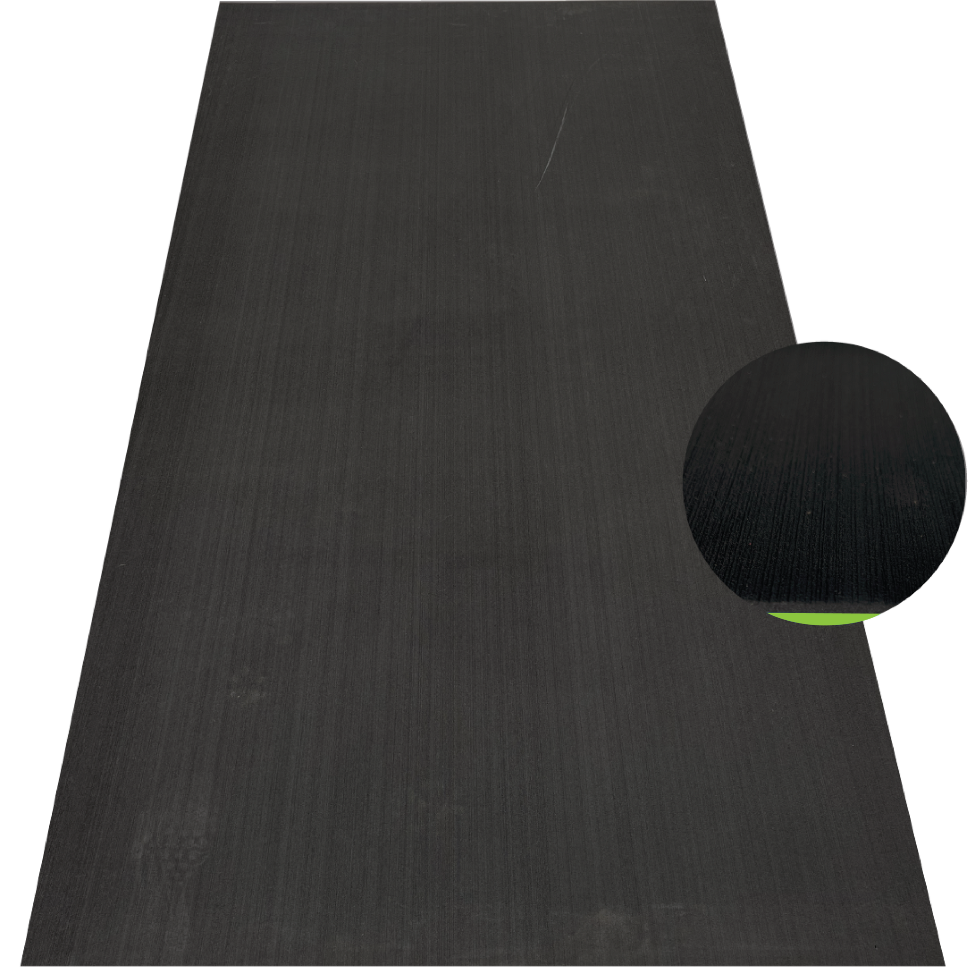 Black EVA decking sheet with green backing for marine boat flooring and non-slip deck protection