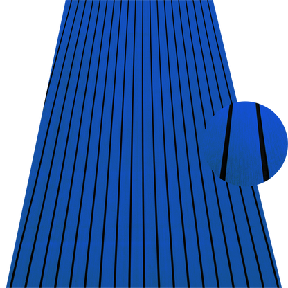 Blue EVA decking sheet with black lines for marine boat flooring and non-slip deck protection