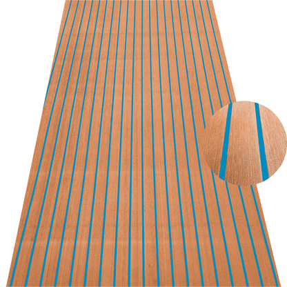 Brown EVA decking sheet with blue lines for marine boat flooring and non-slip deck protection