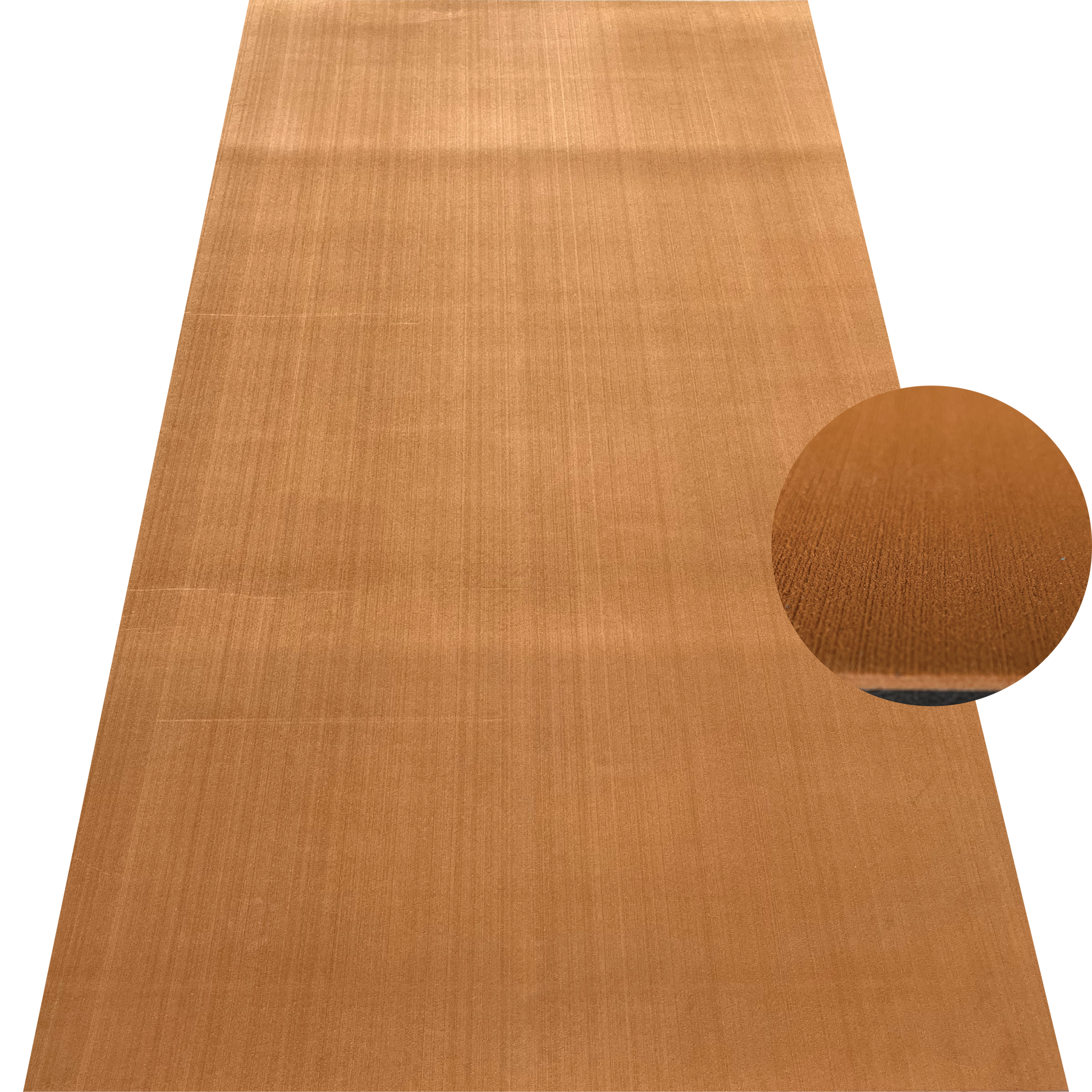 Brown over black EVA foam decking sheet with brushed teak finish and non-slip marine surface for boats, kayaks and watercraft flooring applications.