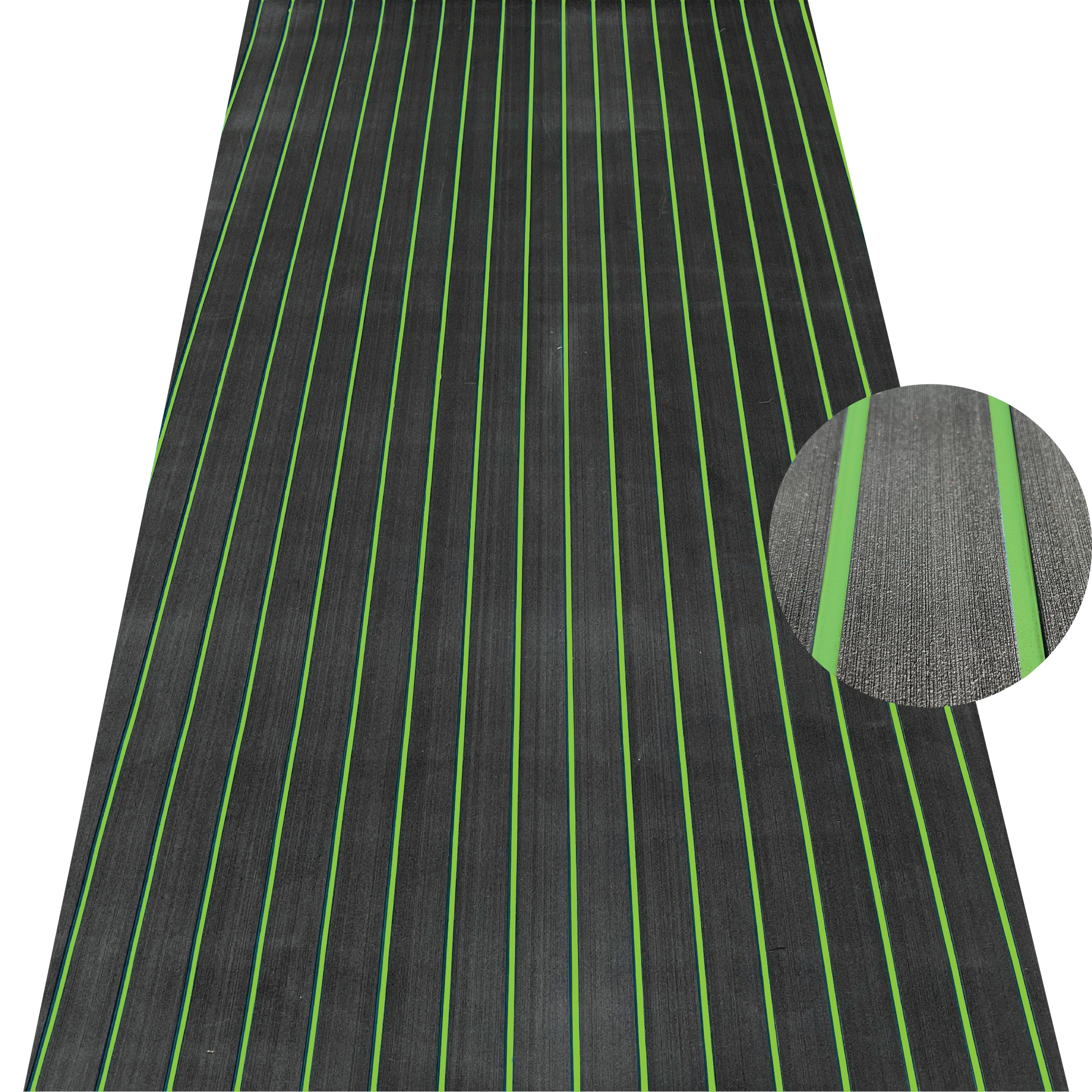 Grey and black EVA decking sheet with green groove lines for marine boat flooring