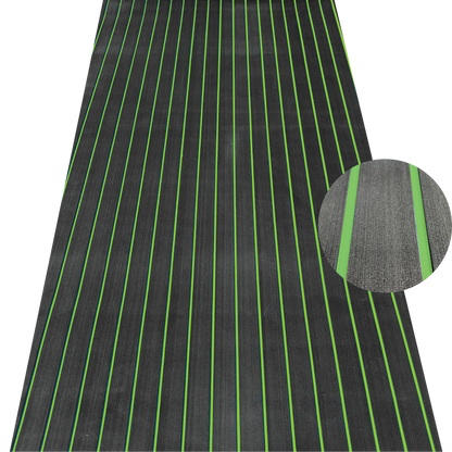 Grey and black EVA decking sheet with green groove lines for marine boat flooring