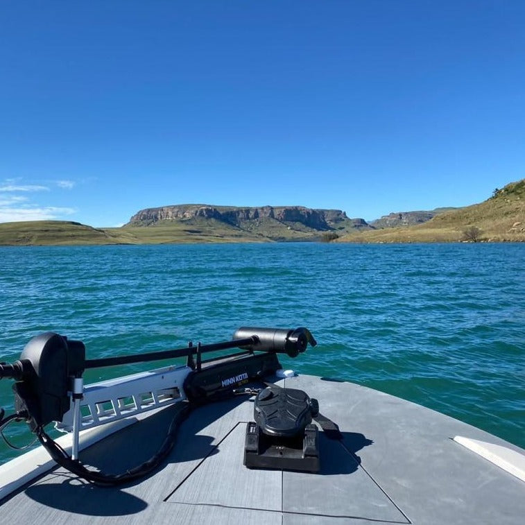 Grey EVA decking installed on the bow of a fishing boat