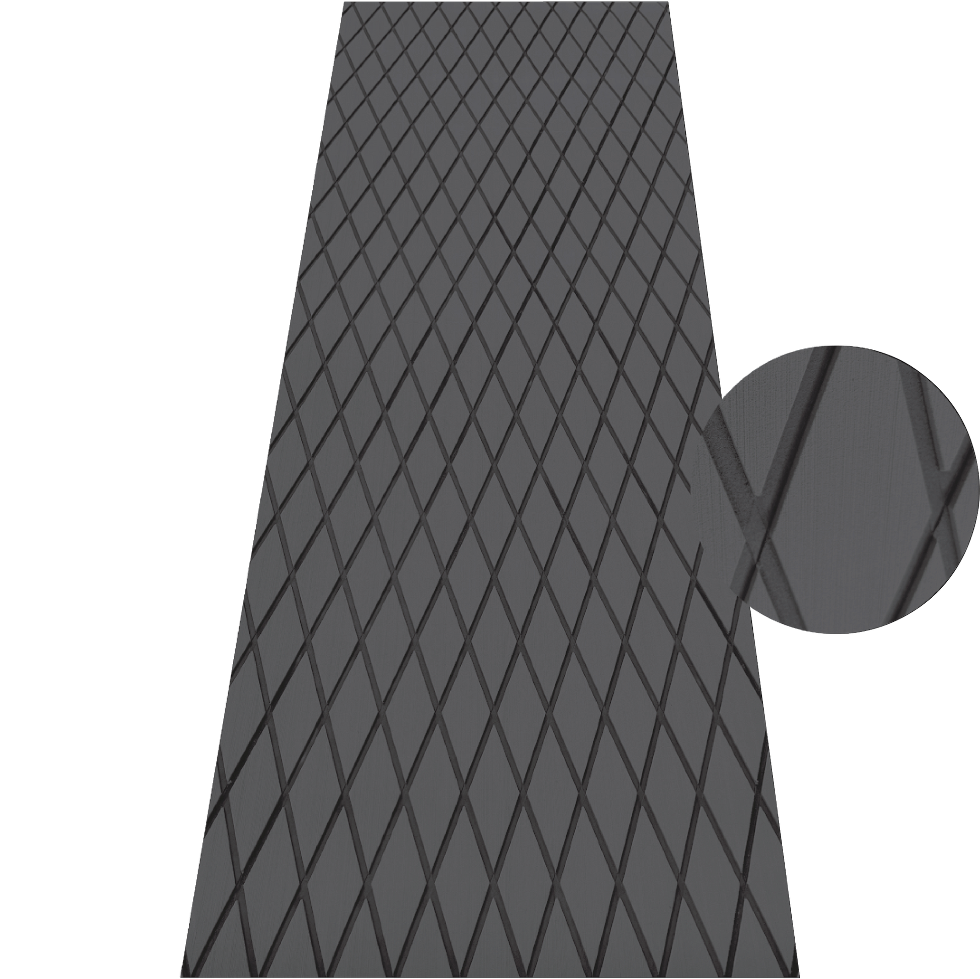 Grey EVA decking sheet with black diamond pattern for marine boat flooring and non-slip deck protection