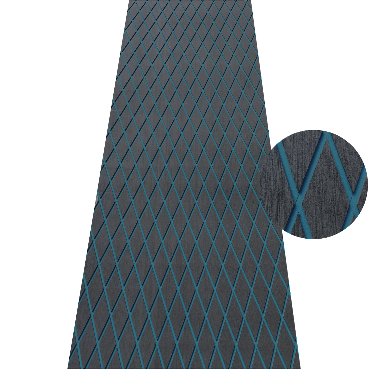 Grey EVA decking sheet with blue diamond pattern for marine boat flooring and non-slip deck protection