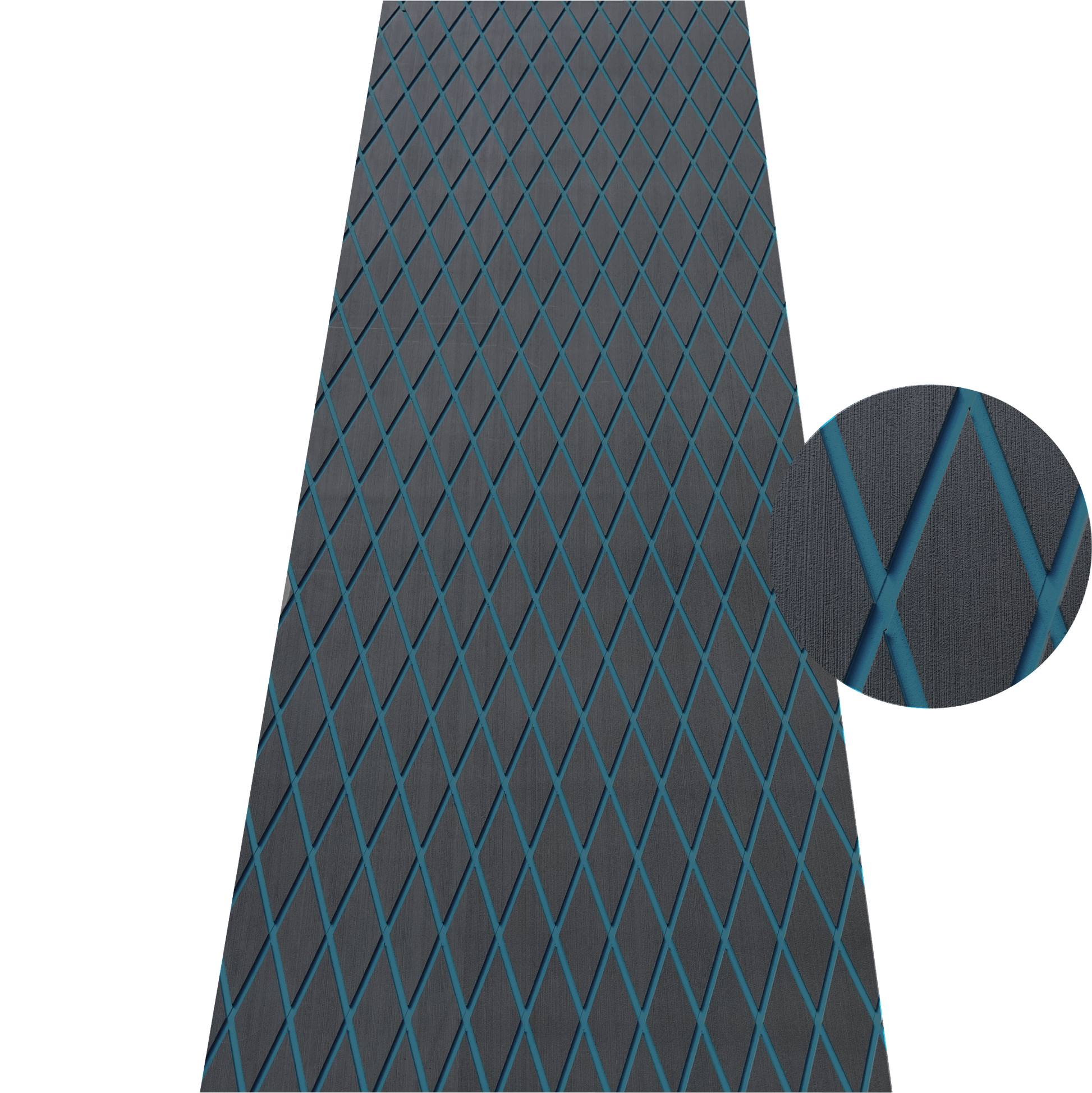Grey EVA decking sheet with blue diamond pattern for marine boat flooring and non-slip deck protection