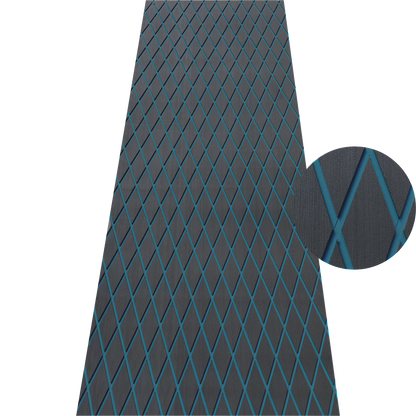 Grey EVA decking sheet with blue diamond pattern for marine boat flooring and non-slip deck protection