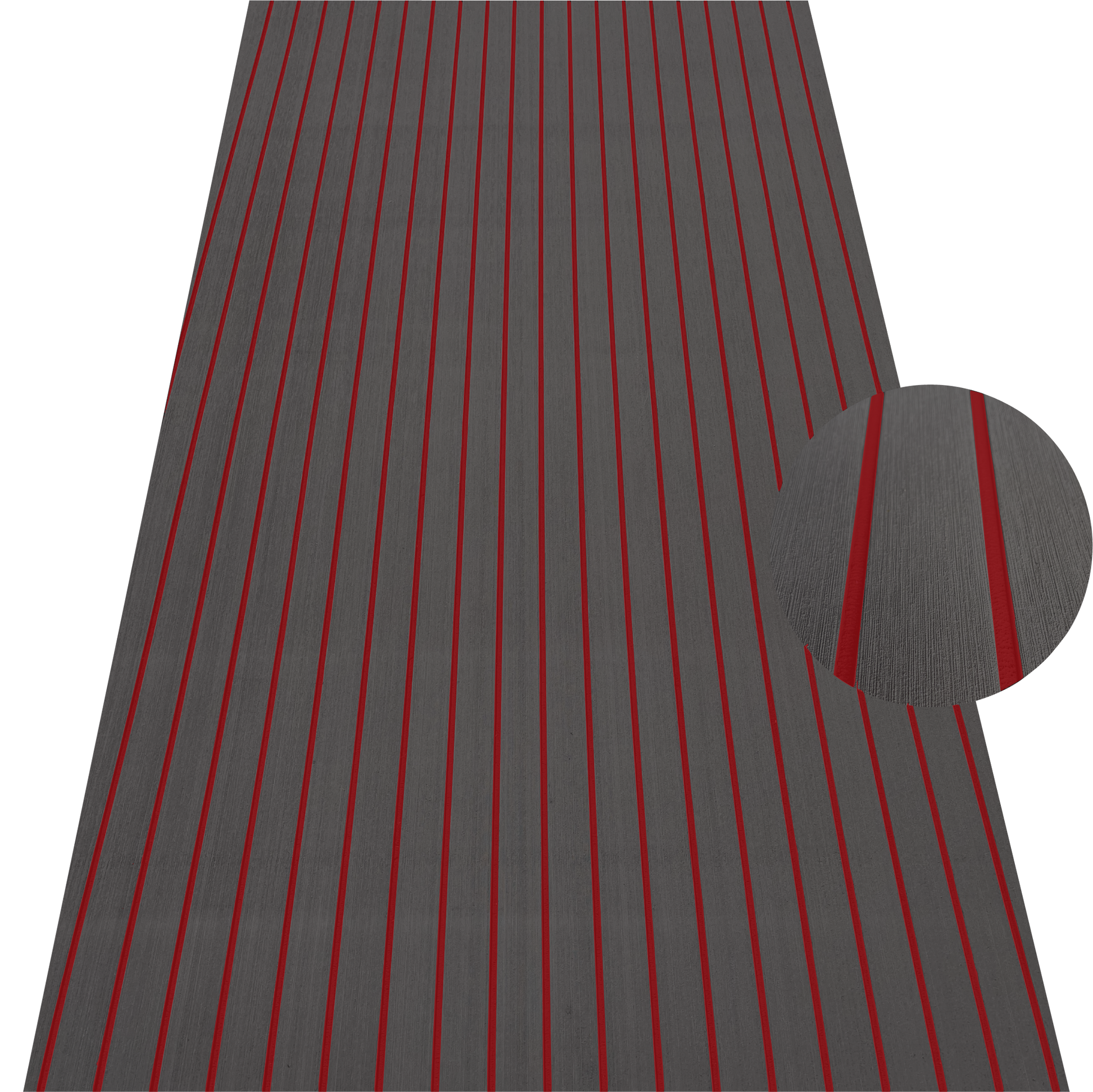 Grey EVA decking sheet with red lines for marine boat flooring and non-slip deck protection