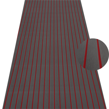 Grey EVA decking sheet with red lines for marine boat flooring and non-slip deck protection