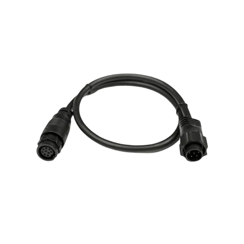 Lowrance 9-pin to 7-pin transducer adapter cable for connecting compatible 7-pin sonar devices to Lowrance fishfinders with a 9-pin transducer connection