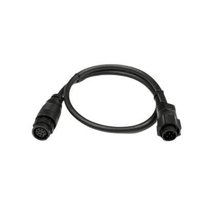 Lowrance 9-pin to 7-pin transducer adapter cable for connecting compatible 7-pin sonar devices to Lowrance fishfinders with a 9-pin transducer connection