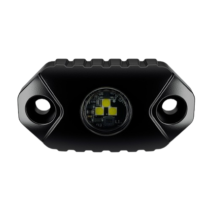 Black marine courtesy rock LED light for boats, providing bright low-level illumination for decks, steps, compartments, cockpits and under-gunwale lighting.