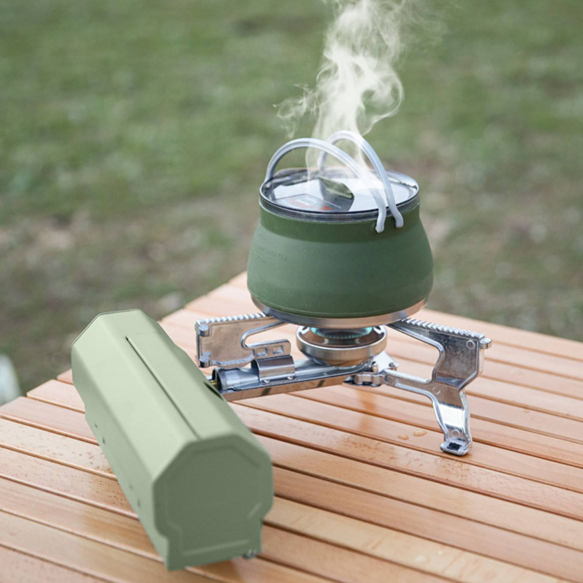 Pocket Stove Pro portable camping stove in use with a cooking pot, providing a compact and reliable cooking solution for camping, fishing, overlanding and outdoor adventures.