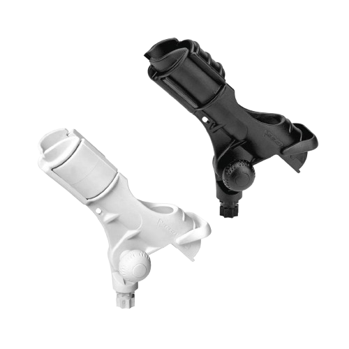 Railblaza Rod Holder II adjustable rod holders in black and white for securely holding fishing rods on boats and kayaks with compatible Railblaza mounting bases.
