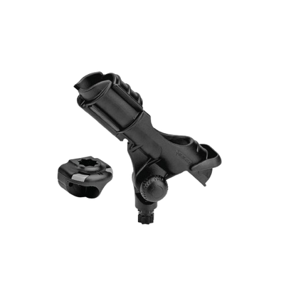 Black Railblaza Rod Holder II with SidePort mounting base for securely holding fishing rods on boats and kayaks.