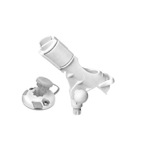 White Railblaza Rod Holder II with StarPort mounting base for securely holding fishing rods on boats and kayaks.