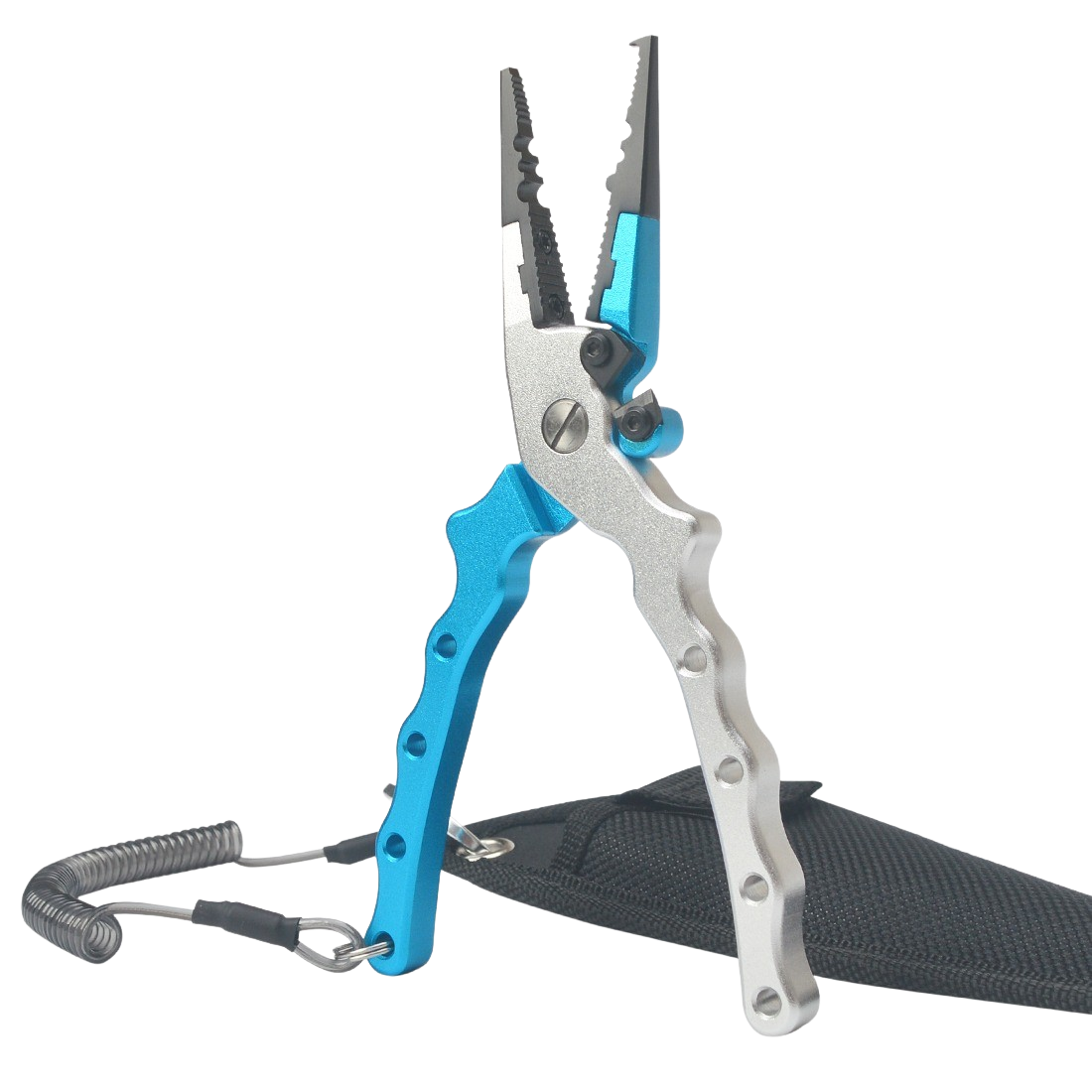Salt grip fit pliers in blue with nylon pouch