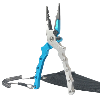 Salt grip fit pliers in blue with nylon pouch