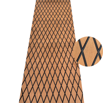 Brown EVA decking sheet with black diamond groove pattern for marine boat flooring