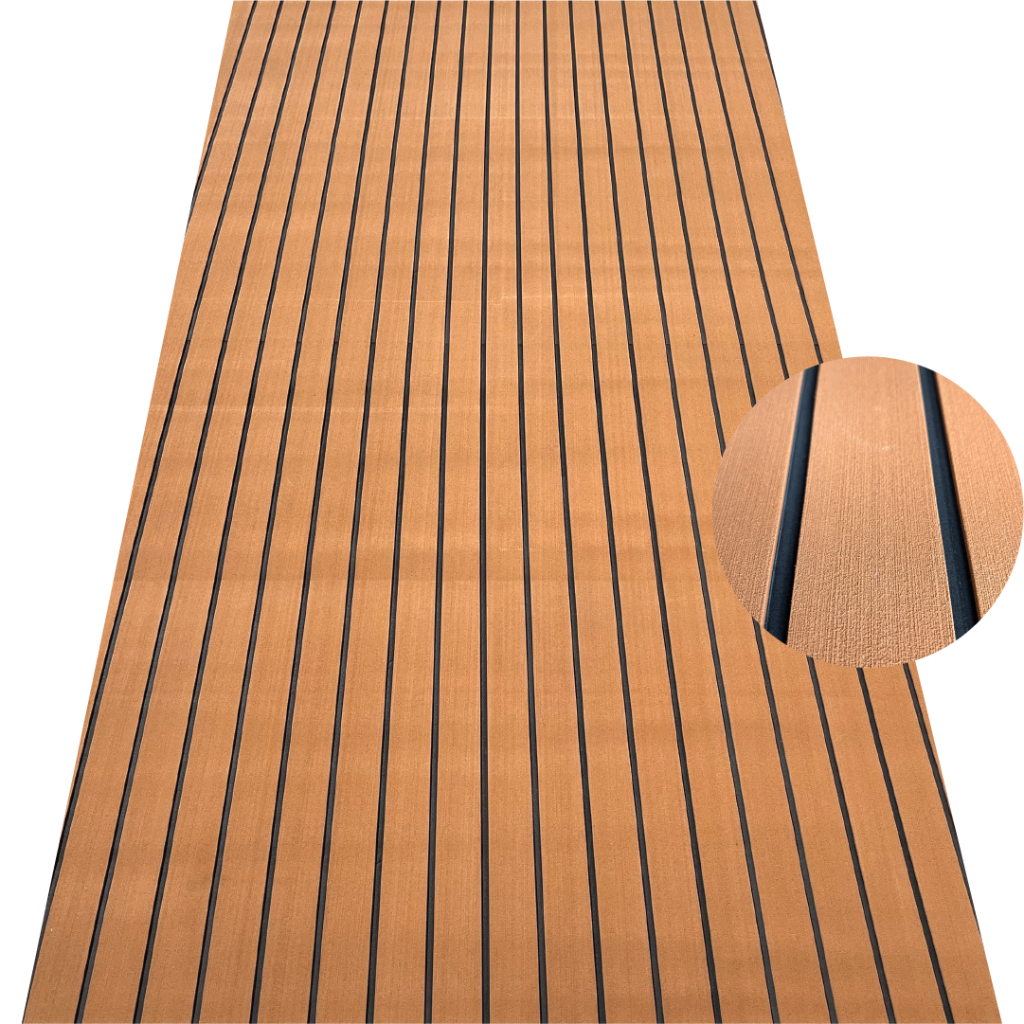 Teak style EVA decking sheet with straight line pattern